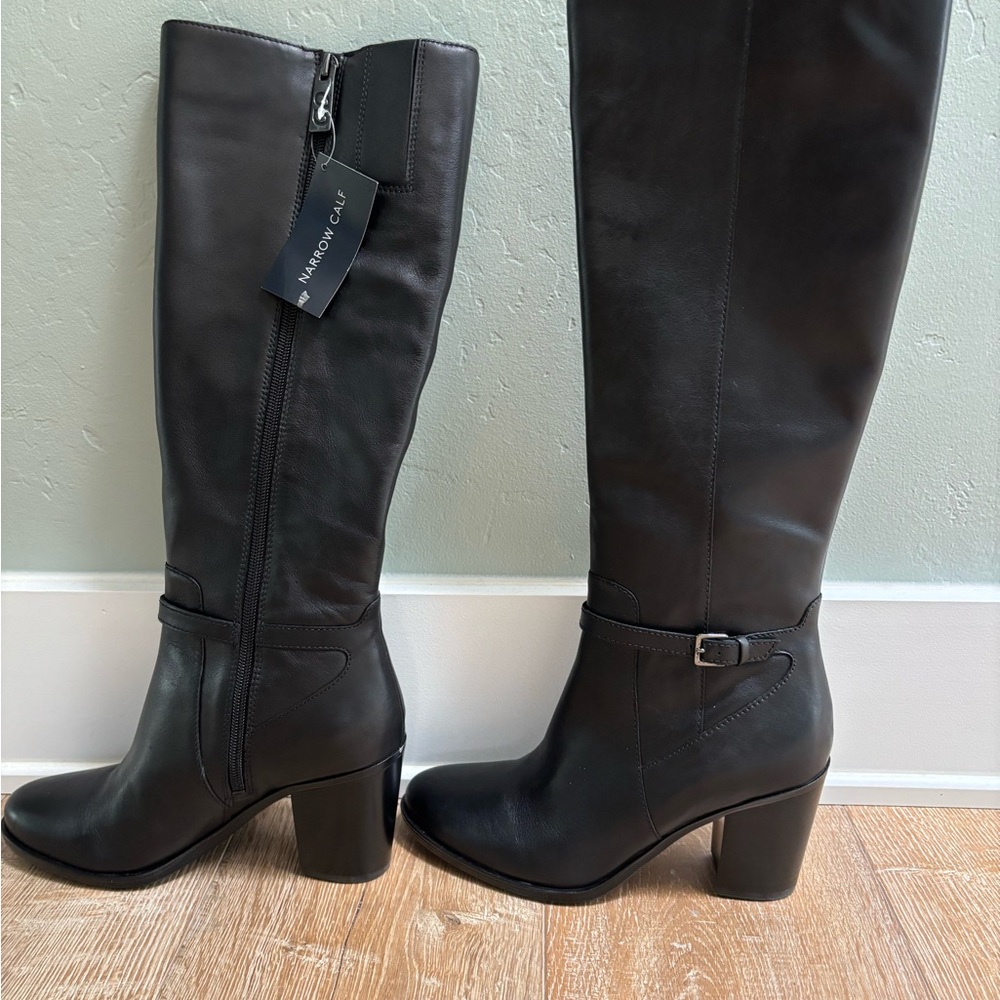 Naturalizer Black Heeled Genuine Leather Boots sz 8 Narrow Calf - Picture 6 of 13